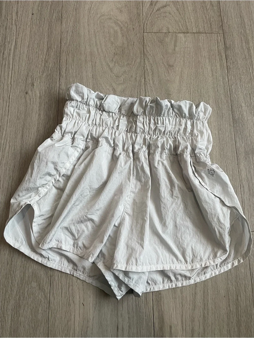 Free People White High-Waist Paperbag Shorts